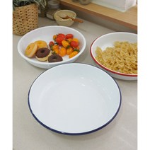 법랑 원형 파스타 볼 (3color) 홈카페 접시, 블루, 1개
