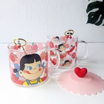 페코짱 컵 유리컵 내열 커피잔 홈카페 손잡이 빈티지, 단품, 페코짱B컵
