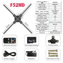 3d 홀로그램 프로젝터 광고 디스플레이 27-85cm 팬 wifi 제어 상업 전송 사진, f52 세트, 미국 플러그