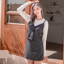 클로랑 세트상품-단품구매 하운드 잔체크 뷔스티에 나시 조끼 밴딩 스커트 하이틴룩 투피스