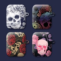 와우박스 주문제작 해골(Skull) 패턴 디자인 에어팟 버즈 무선 이어폰 케이스, 유광 하드케이스, 에어팟(1세대/2세대)