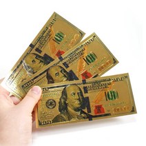 장식용 지폐 행운의 100달러 세뱃돈 금장 기념품 장식품, 행운의100달러3장