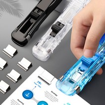 투명 날클립 디스펜서 스테이플러 제거 오피스 문구 사무용품 전문점 제본 클립형, 클리어블루