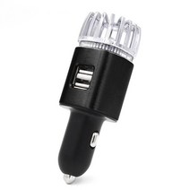 이오나이저 JO6291 미니 자동차 공기 청정기 Ionizer w듀얼 USB 충전기 연기 냄새 제거기 개인 음이온, 검정, 협동사, 1.Black