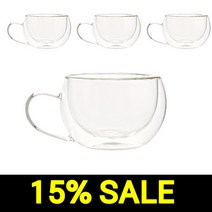 루시드랩 이중 내열 홈카페 유리컵 허브티 4개, 투명 260ml 4개