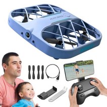 JJRC-H107 미니 RC 드론 4K 8K 카메라 그리드 쿼드콥터 헬리콥터 장난감 헤드리스 모드키 스타트 360 도 플, 03 Blue 4K