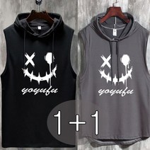 tagi 1+1 남자 커플 경량 민소매 티셔츠 루즈핏 후드 나시티 베스트 여름