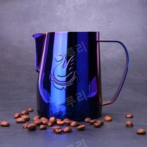 트루리 튜닝피쳐 저그 밀크 우유 카페 홈 전문가용 밀크피쳐, 퍼플 컬러 600ml