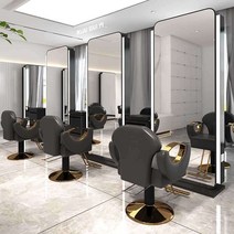 미용실 스탠드 양면 거울 전신 조명 대형 매장 경대, A형 양면 스텐 타원형