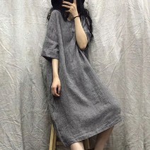퀸앤조이 미녀77 체크홀릭 7부 반팔 미디 롱원피스