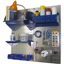 벽 제어 Pegboard 취미 공예 보관 키트검은색 및 흰색 액세서리 포함, [18] 메탈릭 페그보드 블루 액세서리