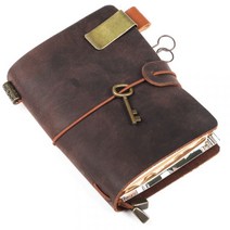 엔틱 천연가죽 수제 고급 양장 빈티지 가죽 다이어리 커버 메모리 소가죽 일기장 소량제작, 결함 바인딩 로프 여권 [15*11cm]