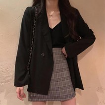 여성 박시한 베이직 심플한 기본 정장 자켓 여행룩 봄