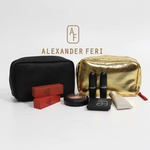 [ALEXANDER FERI]알렉산더페리 파우치 여행용파우치 화장품파우치 인조가죽 골드 블랙15cm, 1개
