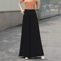 린넨 냉장고바지 우먼정장 캐주얼 여자 와이드 슬랙스 하체비만 밴딩 홈웨어 일자 체크 니트바지