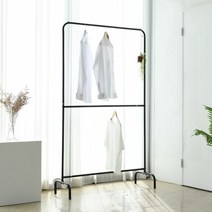 루미 2단 더블행거 스탠드 행거 옷걸이, 루미2단더블행거_블랙