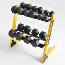 바디엑스 블랙 덤벨 마스트 76KG 패키지 덤벨(아령) 2단 정리대 육각덤벨