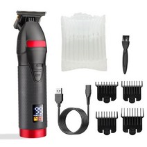 미용실 프로 남자 바버샵 바리깡 남성용 USB 헤어 클리퍼 전문 무선 이발 면도기 수염 0mm T9, 06 black red