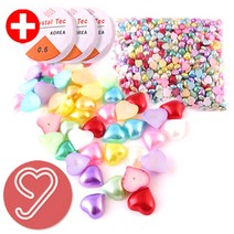 비즈 구슬 비즈공예 구슬꿰기 대용량 (스판낚시줄+3개) 시드비즈 팔찌만들기 60종, 대용량 하트반쪽 진주구슬(12mm)