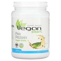 VeganSmart 완두콩 단백질 식물성 셰이크 초콜릿 585g(20.6oz), 바닐라