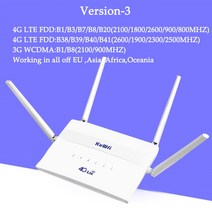 무선 라우터 공유기 kuwfi 4g wifi 300mbps sim sim 카드 슬롯 모뎀 지원 32 사용자 wifi 리피터 4 안테나 vpn 설정, 버전 3 흰색