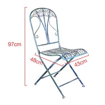 야외 실내 테라스 발코니 거실 마당 옥상 빈티지 앤틱 북유럽 접이식 고급스러운 녹슨 녹 서양 외국 카페 감성 테이블 오래된 입식 옛날 느낌 등받이 있는 의자 감성 철 세트 하비리아, 파란색접는의자