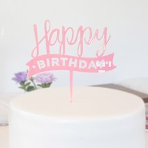 파티짱 케이크 토퍼 파티 생일 브라이덜샤워, 생일 케이크 토퍼 (플래그_핑크)