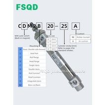 공압 부품 CDM2B20-25 50 60 75 80 100 125 Z A AZ SMC 공압 공기 실린더 표준 유형 복동 단일로드 CM2 시, 17 CDM2B20-75AZ