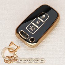 튜모 기아 K3 K5 K7 K8 K9 스포티지 쏘렌토 카니발 EV6 니로 스팅어 모하비 레이 모닝 TPU 골드라인 스마트키케이스 키링, HK-02, 골드오링-블랙