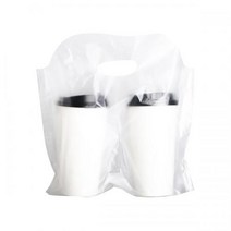[비닐캐리어] 고밀도 폴리에틸렌 재질로 내구성 좋은 2구 무지 비닐캐리어 (2000ea/1BOX) 모든 기종의 컵에 활용. 순수 국내 제작