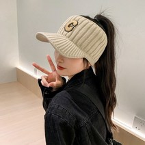 겨울용 골프 귀덮는 니트 썬캡 여성 모자 등산 낚시 캠핑 2030골프웨어, 04. 블랙