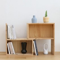 간편조립 DIY 삼나무 폭조절 2단 책장 원목 확장형 책꽂이, 단품