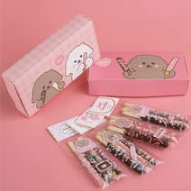 7종 모카몽 초콜릿 빼빼로 만들기 DIY 선물 세트, 5. 모카몽 핑크막대과자 만들기