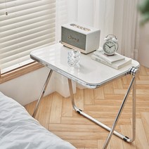 접이식 간이 플리아 폴딩 아크릴테이블 1인용 작은 투명 테이블, 크림