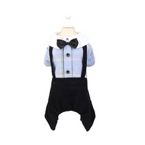 할로펫 봄가을 반려동물 멜빵 체크 학생복 4종 S M L XL, 파랑바지