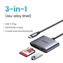 카드리더기 usb sd card UGREEN USB C 카드 판독기 유형 SD 마이크로 iPad 노트북 액, 01 3-in-1 USB-C