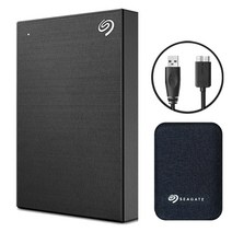 씨게이트 외장하드 원터치 외장 HDD 저장장치 데이터복구 + 파우치, 2TB, 블랙