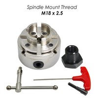 4 인치 100mm 크롬 도금 스크롤 척 4-Jaw M33 1 M18 목공 터닝 툴 액세서리 셀프 센터링 목재 선반 키, [03] M18 x 2.5mm, 03 M18 x 2.5mm