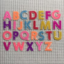 알파벳 이니셜 스팽글 자수 패치 와펜, R, 1개