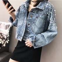 여성 청자켓 진주 오버핏 외투 캐쥬얼 하늘비즈 C11 T551F588