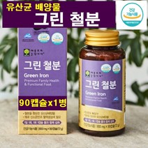그린 철분 유산균배양물 헤모글로빈 체내 산소운반 혈액생성 칼슘과 인 흡수 에너지 생성 성장기 임산부 남녀노소 필수영양제 유기농 과일채소 혼합분말 미강유 밀납 대두레시틴 기능성 원료, 1병