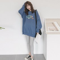 임부 티셔츠 봄옷 상의 중기장 순면 긴팔 캐주얼 이너 패션 맨투맨