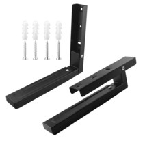 Universal Microwave Shelf Brackets Wall Mount Under Cabinet Mounting kit Heavy Duty Holder Foldable, Black