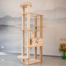 고양이 원목캣타워5단 캣타워 먼치킨 이케아 타워 추천 대형 뚱냥이 선반 구름다리 DIY 캣폴 투명해먹, 단일사이즈, 6