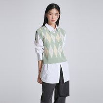 스파오 크롭 아가일 베스트_SPKVC12G01
