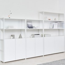 두닷 콰트로 수납형 철제 책장(도어포함) 서재 책장 주방 다용도 수납장, 1200 4단