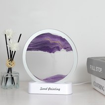 Laz 모래멍 무드등 샌트아트 조명 모래 시계 인테리어소품 선물, 퍼플