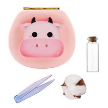GHSHOP 신생아 소년 소녀용 치아 요정 상자 치아 보관 정리함 보호기 상자, 11.2cmx10.2cmx4.3cm, 나무 ABS, 암소 핑크