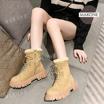 Makone 상표등록 스노우부츠 두꺼운 기모 두꺼운 스노우 부츠 여성 가을과 겨울 편안함과 따뜻함을위한 두꺼운 힐