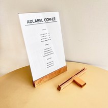 고급형 우드 아크릴 메뉴판 제작 테이블메뉴판 쇼케이스 아크릴 스탠드 POP꽂이, 오크세로A4